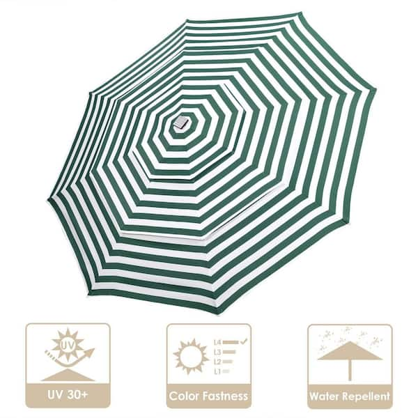 Sudzendf 10 ft. Tiers Umbrella Cover Replacement in Green Stripe TOUTD710 -  The Home Depot