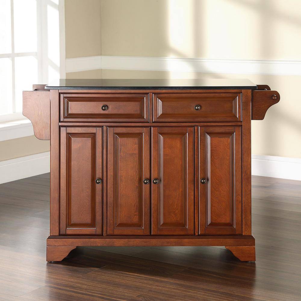 Lafayette Cherry Wood Kitchen Island with Black Granite Top