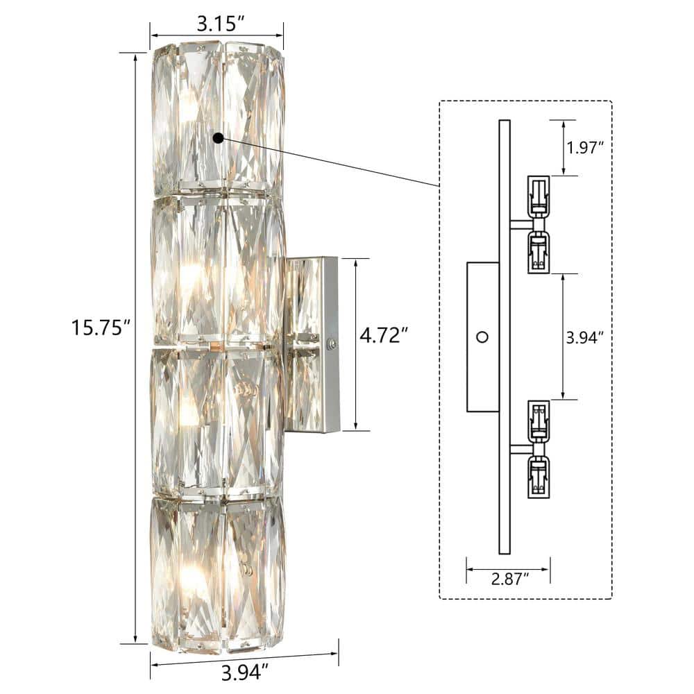 Chrome Crystal 4-Light Tube Wall Sconce