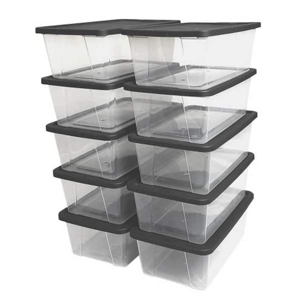 36 Pack 6 Qt. Storage Box Plastic Container Organizer Stackable Bin wi/ Lid  Shoe