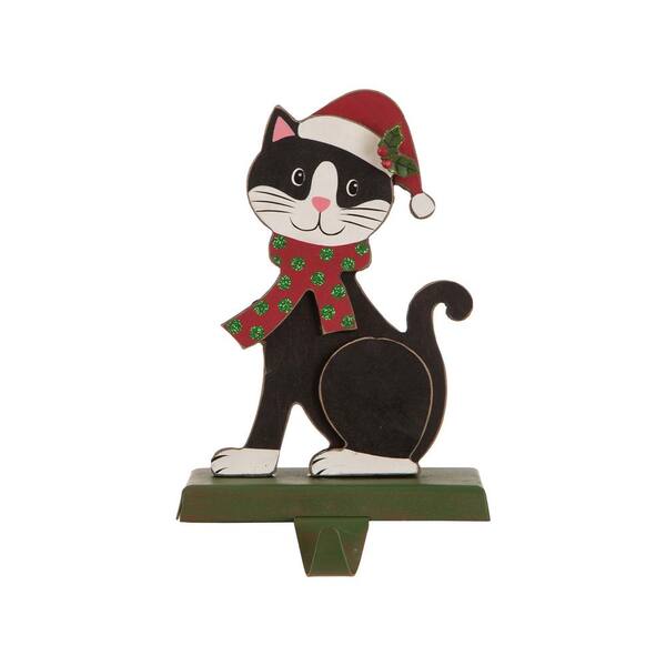 Glitzhome 7.76 in. H Wooden Metal Christmas Stocking Holder Cat ...