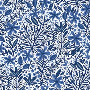 Cat Coquillette Porcelain Garden Blue Vinyl Peel and Stick Matte Wallpaper 30.75 sq. ft.
