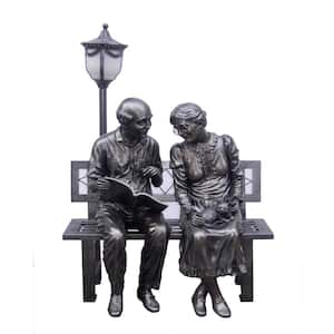 Small Old Couple with Street Lamp Garden Statue