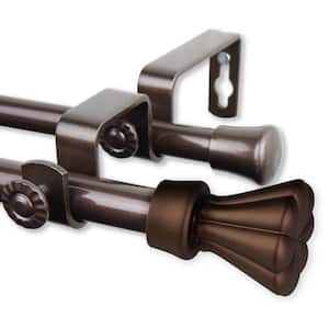 48 in. - 84 in. Adjustable Double Curtain Rod 5/8 in. Dia in Cocoa with Lucas Finials
