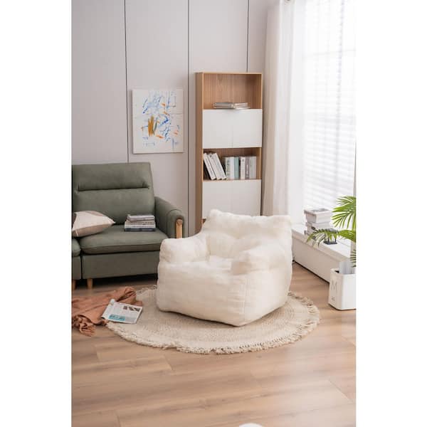 Ivory Soft Tufted Foam Accent Chair with Teddy Fabric AM908C 68