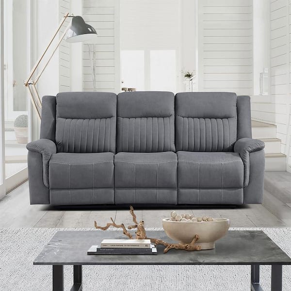 Gray microfiber reclining sofa sale