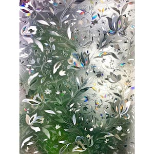 35.4 in. x 78.8 in. No Glue Self Static Removable Frosted Glass Privacy Window Film, Tulip