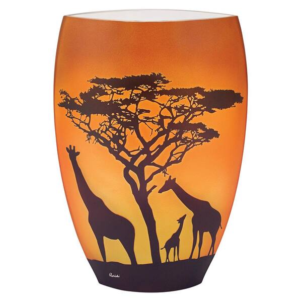Badash Crystal Yellow and Gold Tall Giraffe Savannah Design Mouth Blown European Decorative Vase