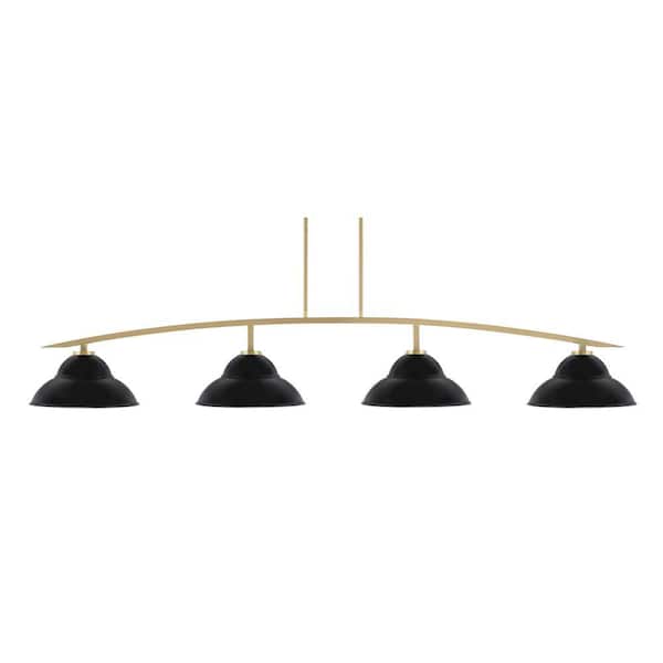 Siena 4-Light New Age Brass Billiard Light with 13 in. Matte Black Metal Shades no bulbs included
