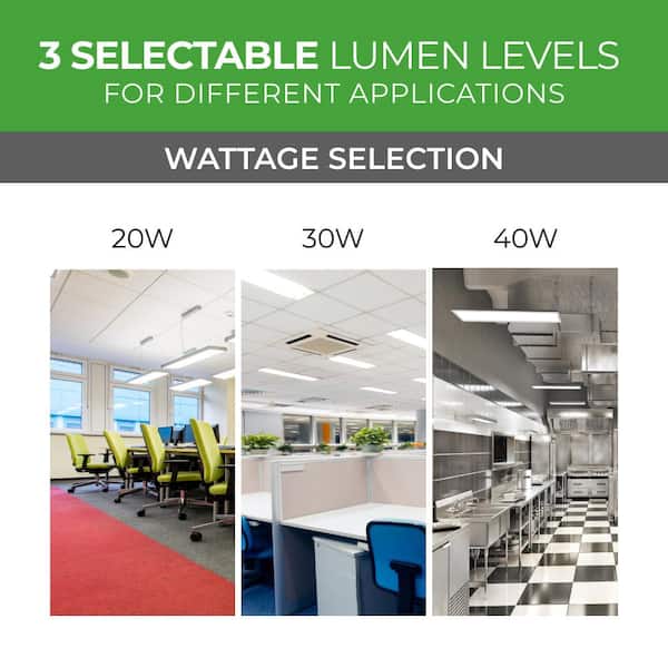 4-Pack 1 ft. x 4 ft. Backlit Selectable Lumens Wattage 3500K 4000K 5000K Integrated LED Flat Panel Light 0-10V Dimming