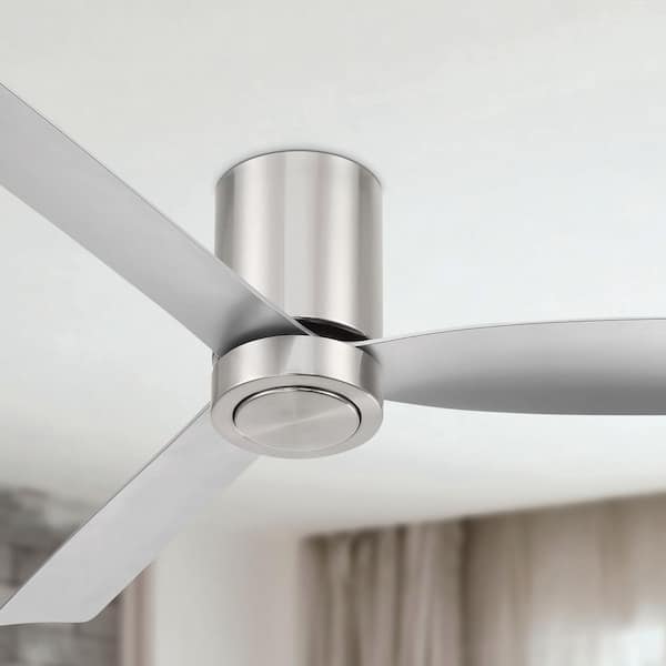 CORMAC 3-Blade 52 in. Indoor/Outdoor Brushed Nickel Low Profile Modern Ceiling Fan with Remote Included