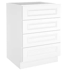 18 in. Wx24 in. Dx34.5 in. H in Raised Panel White Plywood Ready to Assemble Drawer Base Kitchen Cabinet with 4 Drawers