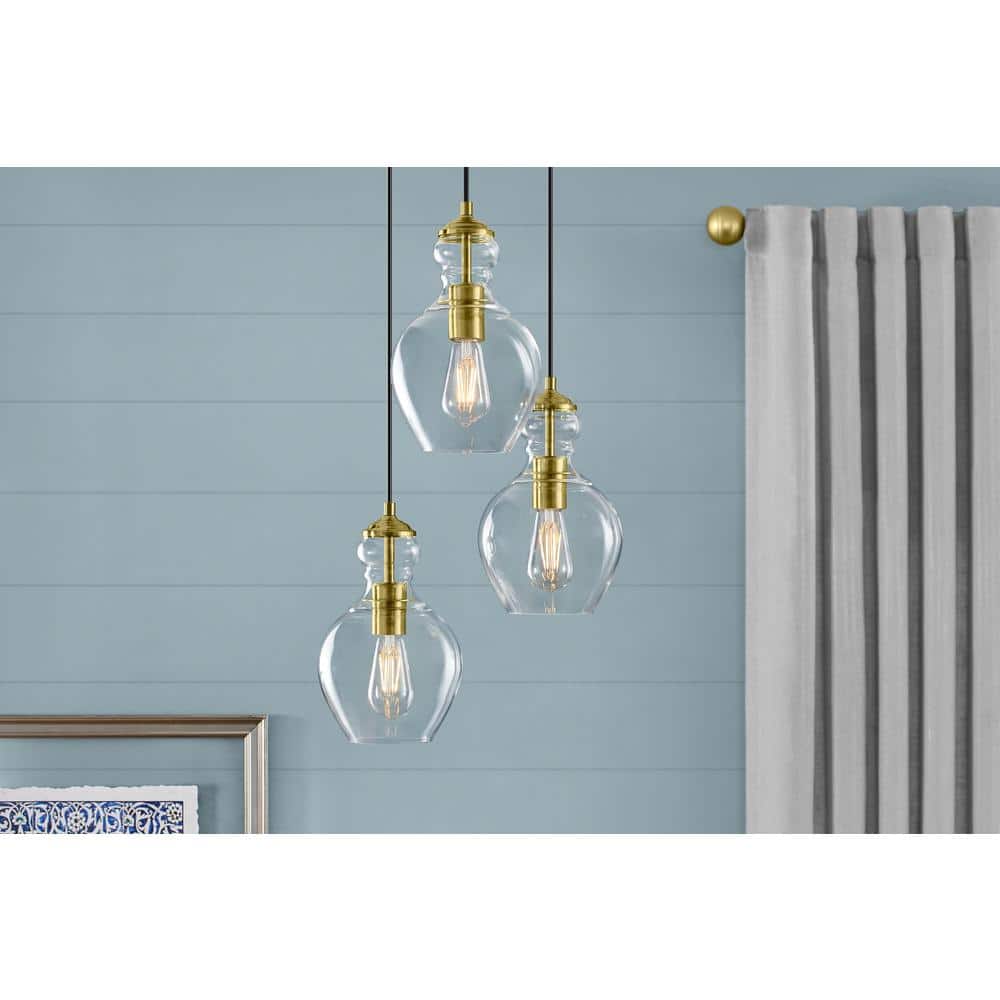 Bakerston 3-Light Brushed Brass Hanging Pendant with Clear Glass Shades price history on PriceWatchPro