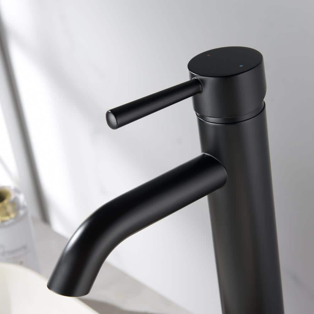 Luxier Matte Black Modern Vessel Bathroom Faucet with Drain Assembly
