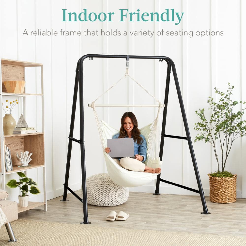 Extra Tall Black Steel Hanging Chair Stand with Hardware