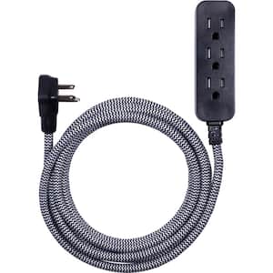 10 ft. 3-Outlet Extension Cord Surge Protector in black/white