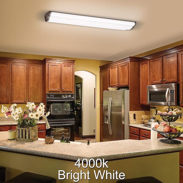4 ft. Oil Rubbed Bronze Decorative End Caps LED Flush Mount Ceiling Light 3600 Lumens 40W Adjustable CCT Kitchen Light