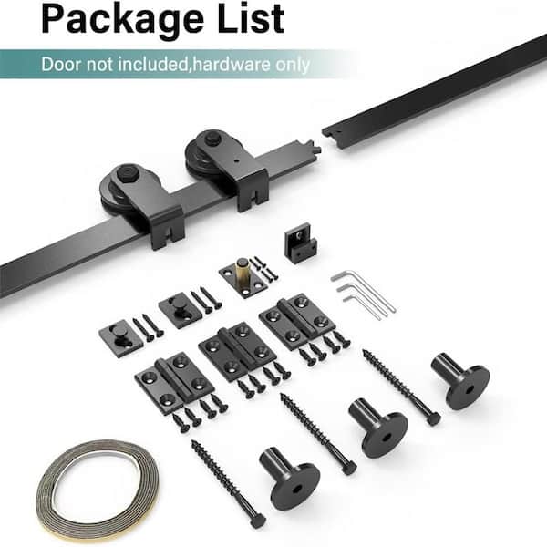 WINSOON 4 ft. /48 in. I Shape Frosted Black Top Mount Bi-Fold Sliding Barn Door Hardware Track Kit for Double Doors