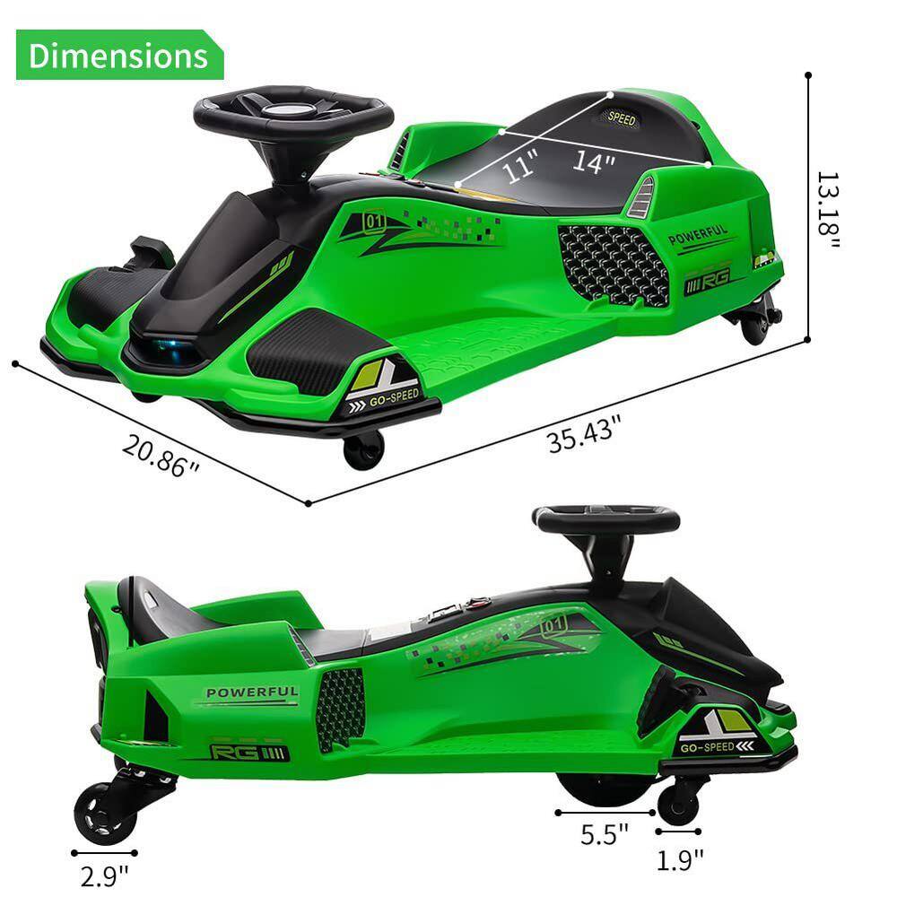 Garvee Green 24V Electric Drift Go-Kart for Kids