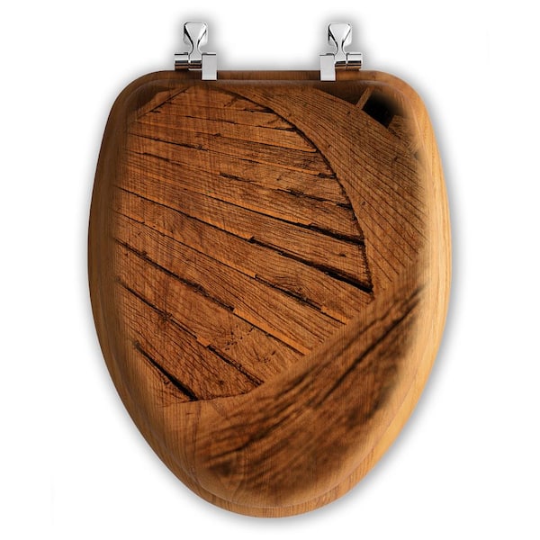 Weathered Woodcraft Elongated Closed Front Toilet Seat in Oak Brown TS