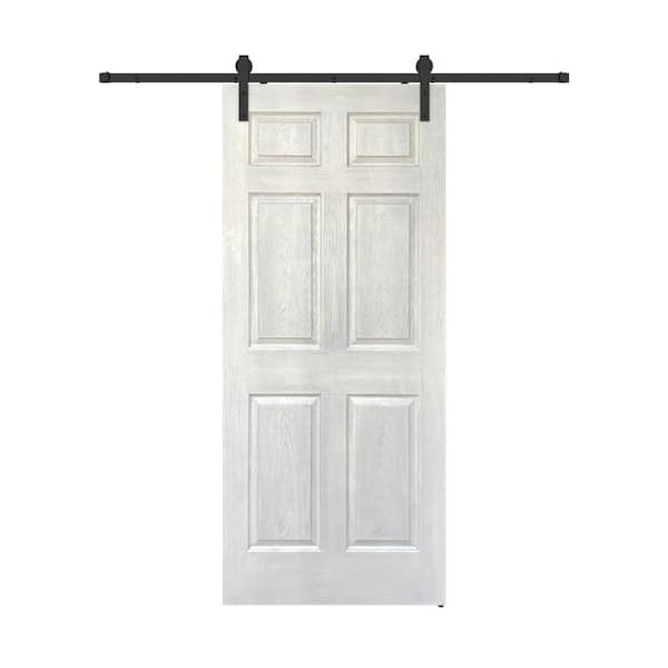 Dessliy 36 in. x 80 in. Silk Gray Panel Interior Sliding Barn Door with Hardware Kit