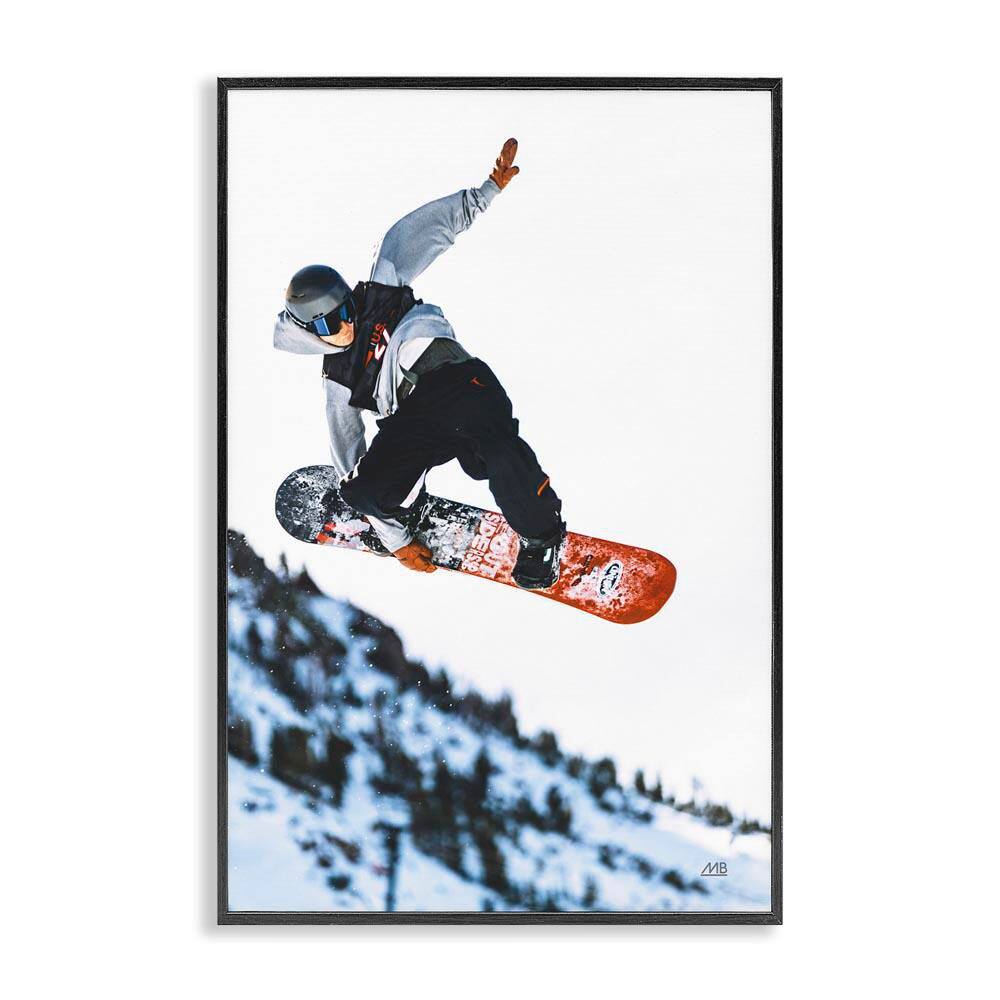 Winter Snowboard Jumps by Max Blakesberg Studios Black Framed Sports Giclee Art Print 18 in. x 12 in. price history on PriceWatchPro