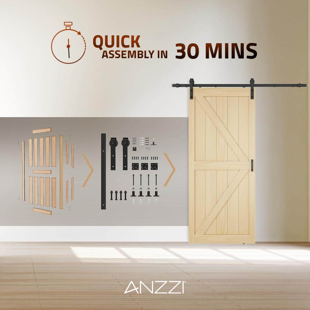 Tan 36" x 84" Sliding Barn Door with Hardware Kit