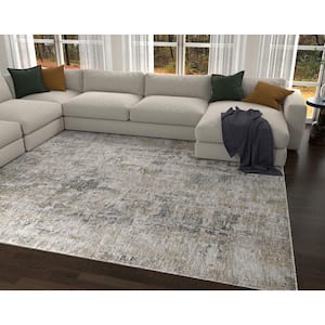 Ivy Ivory 9 ft. x 12 ft. Distressed Contemporary Area Rug