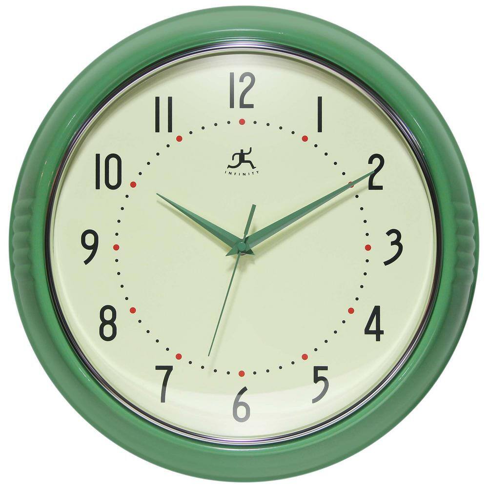 Neonetics 15" Chrome Green Neon Clock – Battery Powered Analog For Garage