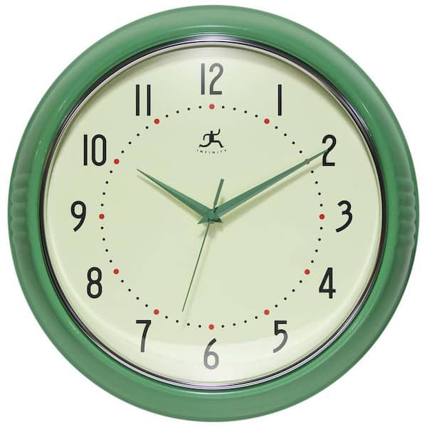 Vintage Wall Clock 12 inch Silent Easy to Read Large Roman Numbers for  Bedroom Green