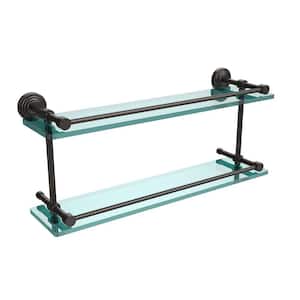 Waverly Place 22 in. L x 8 in. H x 5 in. W 2-Tier Clear Glass Bathroom Shelf with Gallery Rail in Oil Rubbed Bronze