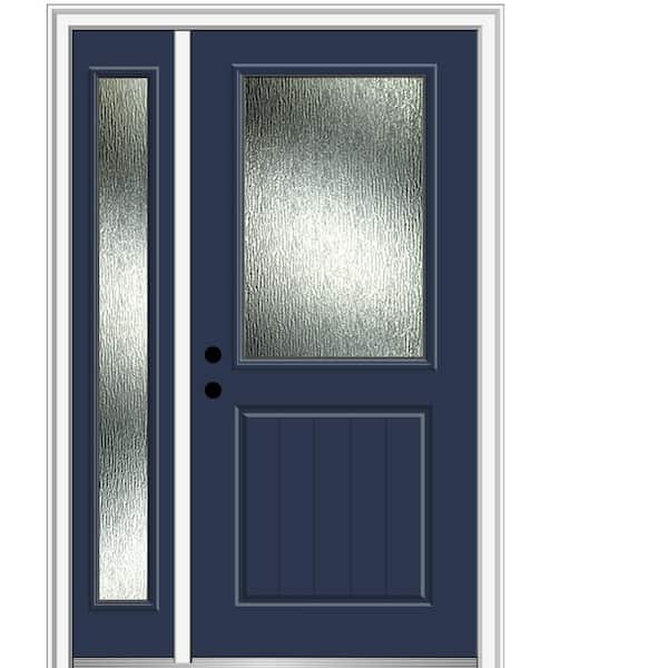 MMI Door 48 in. x 80 in. Right-Hand Inswing Rain Glass Naval Fiberglass Prehung Front Door on 6-9/16 in. Frame