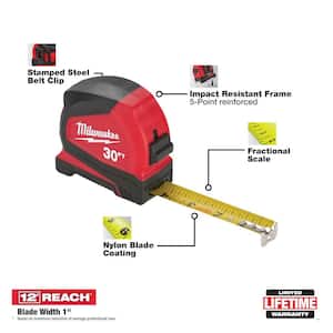 30 ft. Compact Tape Measure with 10 in. 360-Degree Locking Die Cast Torpedo Level