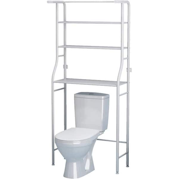Dyiom 26.7 in. W 64.1 in. H x 9.8 in. D 3 Alloy, Rectangular, Shelves Bathroom, with Hanging Rod, Bathroom Rack, in White