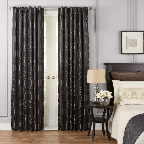 Beautyrest Yvon Blackout Window Curtain Panel in Raven - 52 in. W x 108 in. L