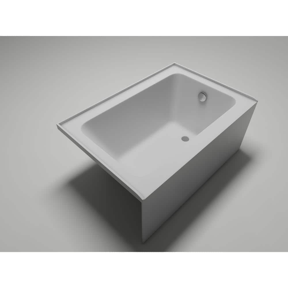 White Acrylic Alcove Soaking Bathtub with Right Drain