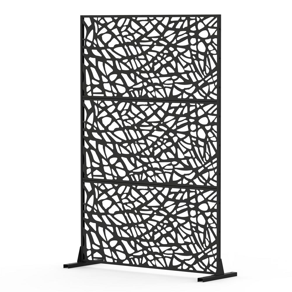 70.75 in. H x 48.31 in. W Black Metal Freestanding Privacy Screens and 1-Pa