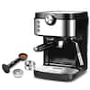 2-Cup Silver Stainless Steel Espresso Coffee Machine with Porta-filter and Measure scoop