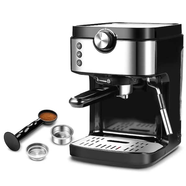 Boyel Living 2-Cup Silver Stainless Steel Espresso Coffee Machine with Porta-filter and Measure scoop
