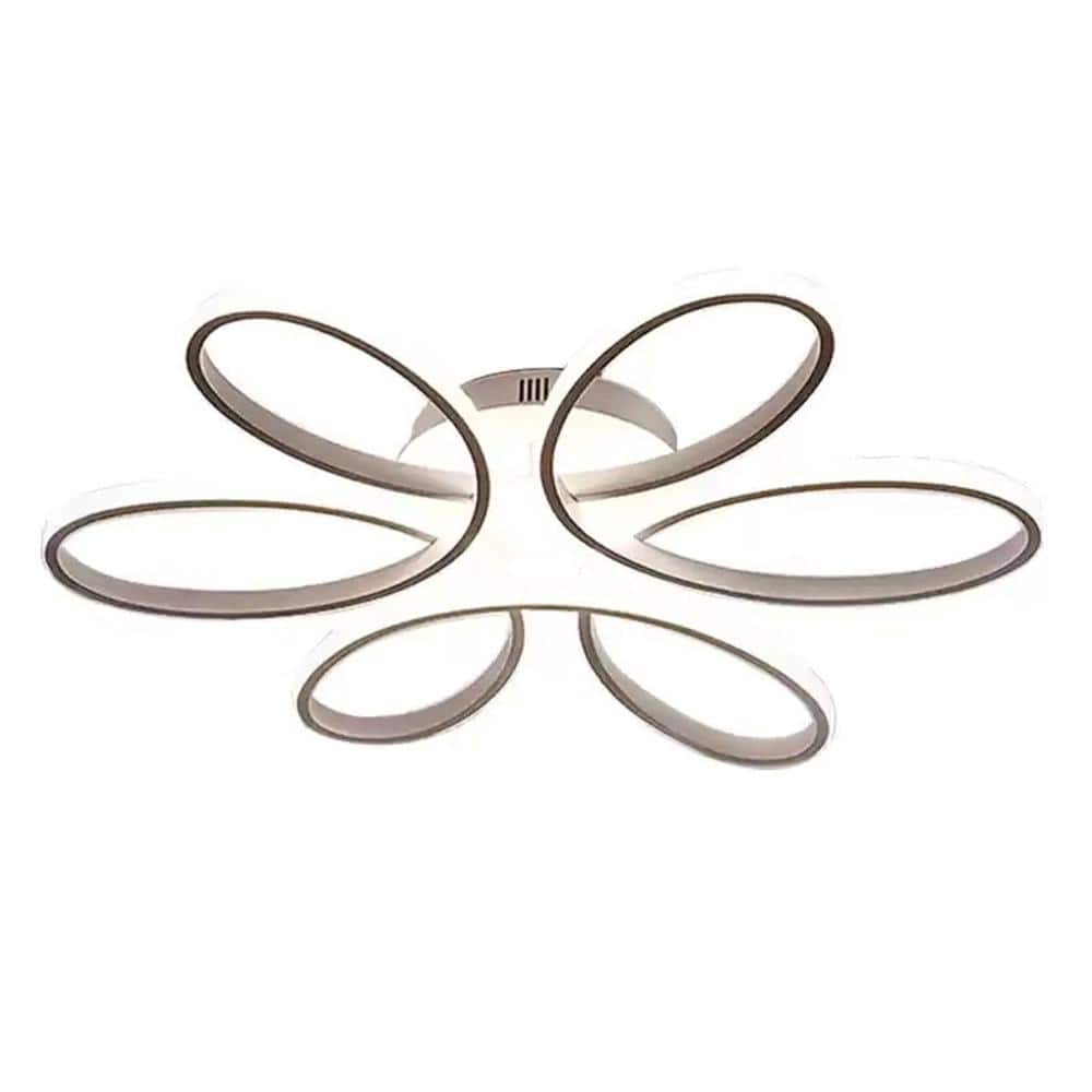 OUKANING 22.83 in. Modern White Flower-Shaped Integrated LED Flush