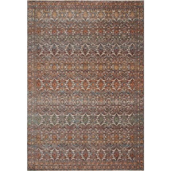 LOLOI II Lourdes Stone/Multi 5 ft. 3 in. x 7 ft. 9 in. Distressed Oriental Area Rug