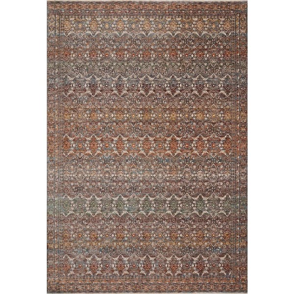 LOLOI II Lourdes Stone/Multi 9 ft. 6 in. x 13 ft. 1 in. Distressed Oriental Area Rug