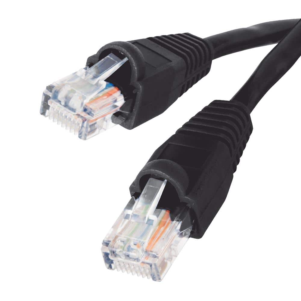 Commercial Electric 25 ft. 24/7-Gauge 8-Wire CAT6 Ethernet Cable, Black  584440-25C - The Home Depot