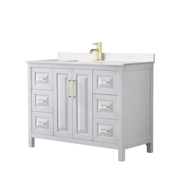 Wyndham Collection Daria 48 in. W x 22 in. D x 35.75 in. H Single Sink Bath Vanity in White with Light-Vein Carrara Cultured Marble Top