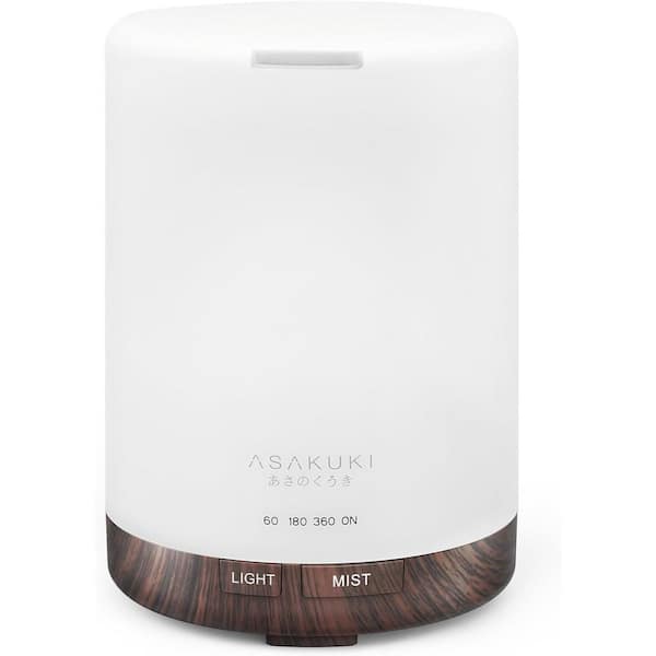 0.079 Gal. 5-in-1 Humidifier Oil Diffuser with 7 LED Color Changing Light and Auto-Off Safety Switch in Brown