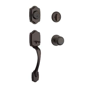 Belleview and Cove Venetian Bronze Entry Door Knob Handleset and Single Cylinder Deadbolt feat. SmartKey and Microban