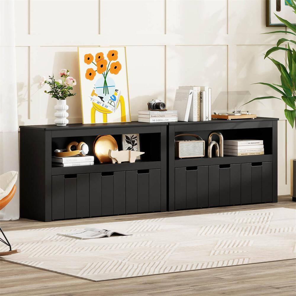 Black 24.5 in. Accent Storage Cabinet with shelf and 3-Drawer Chest, Wheels price history on PriceWatchPro