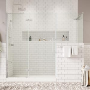 Tampa 92 13/16 in. W x in. H Rectangular Pivot Frameless Corner Shower Enclosure in Chrome with Buttress Panel