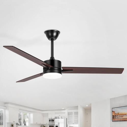 Vladimir 52 in. Integrated LED Indoor Black Ceiling Fan with Light and Remote Control Included Lighting