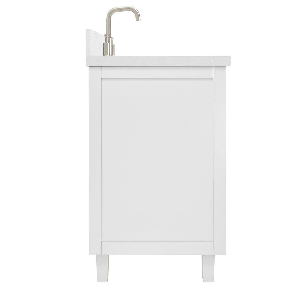 Monroe 60" White Single Sink Bathroom Vanity with Carrara Quartz Top